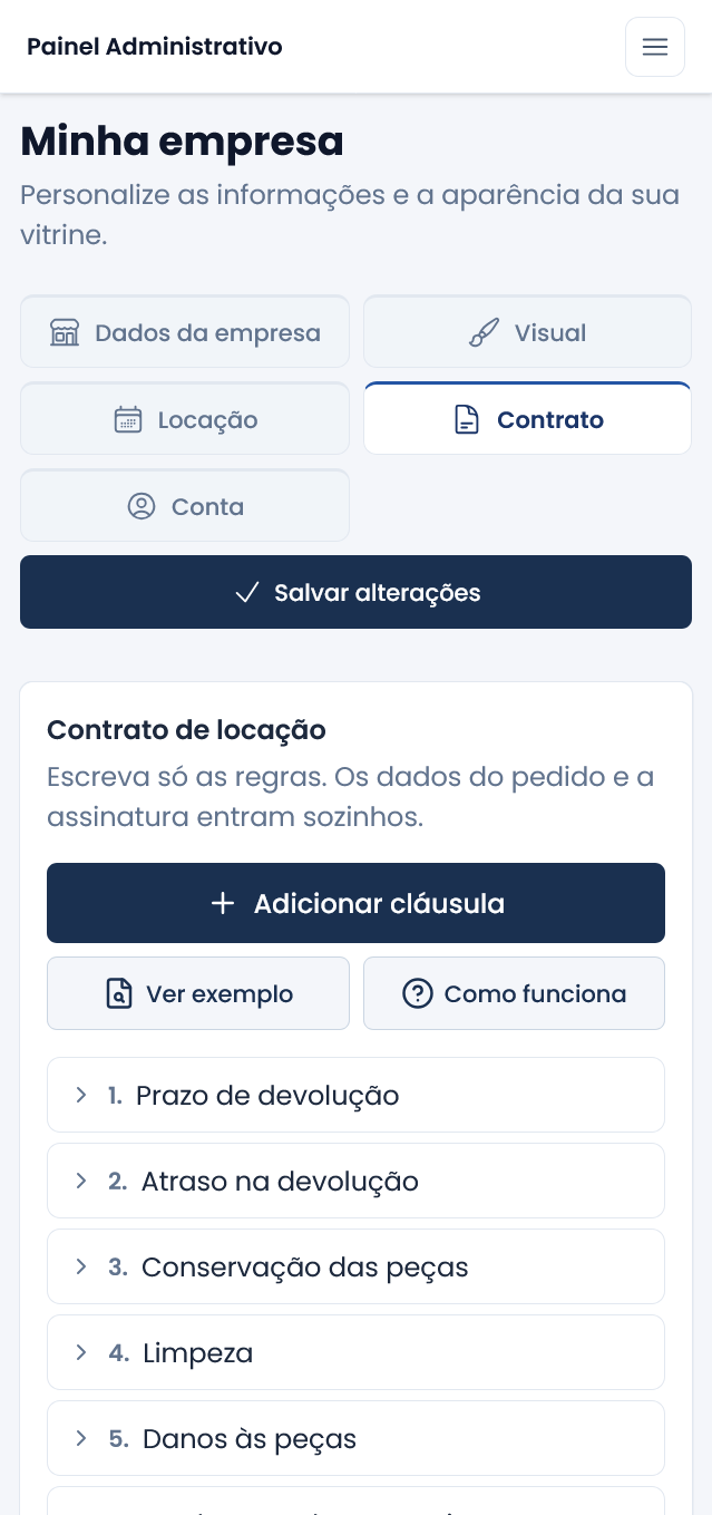 Contrato de locação com as suas regras