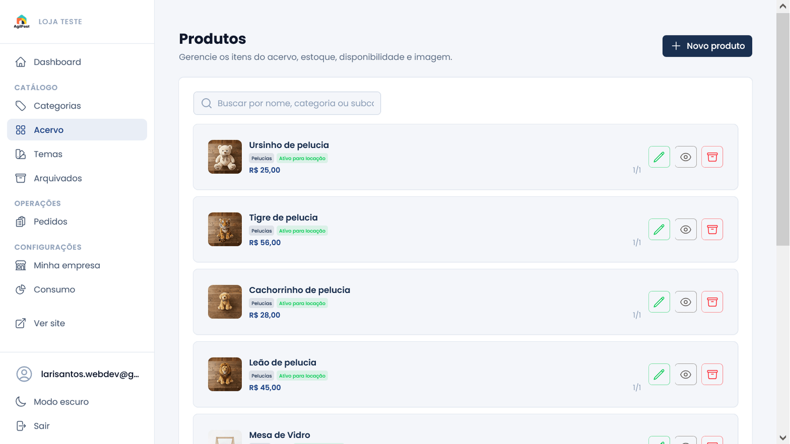 Cadastro de produtos completo