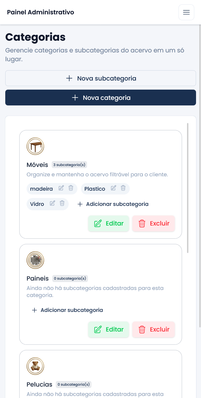 Tudo organizado por categorias
