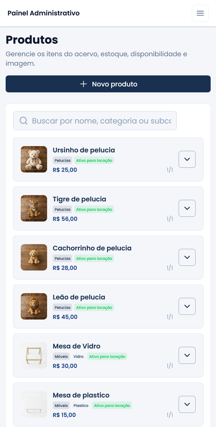 Cadastro de produtos completo